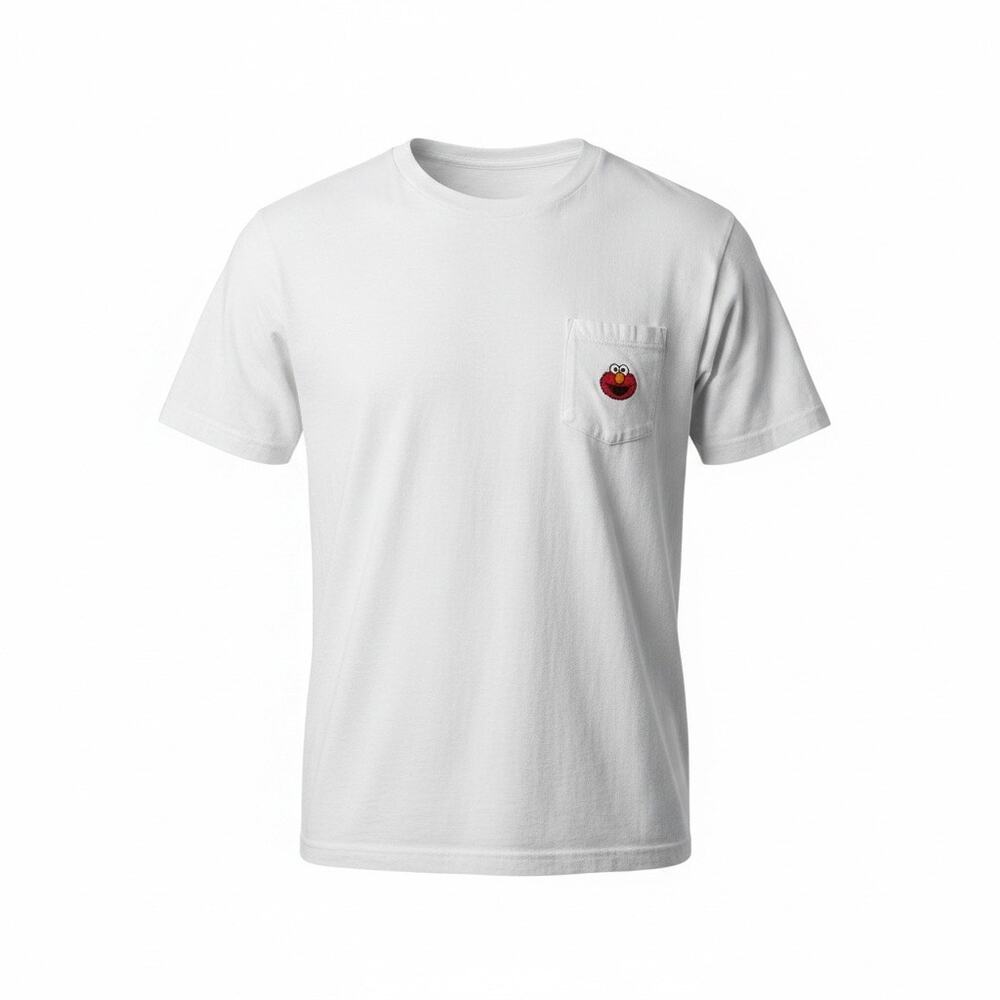 KAWS x Uniqlo Sesame Street Elmo Pocket Tee White T Shirt Men’s Medium 2018